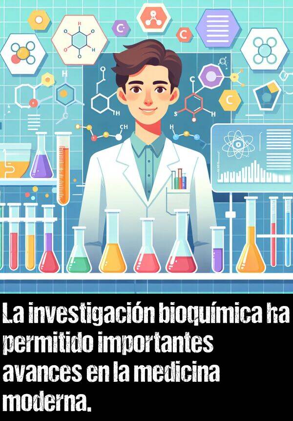 medicina: La investigacin bioqumica ha permitido importantes avances en la medicina moderna.