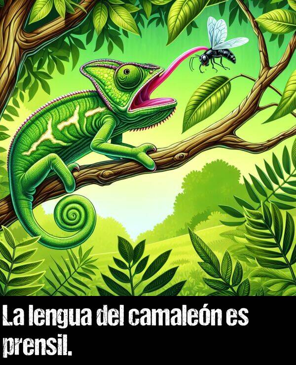 lengua: La lengua del camalen es prensil.