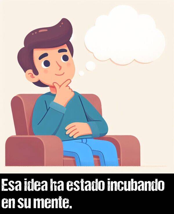 mente: Esa idea ha estado incubando en su mente.