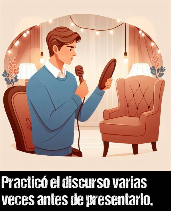 presentarlo: Practic el discurso varias veces antes de presentarlo.