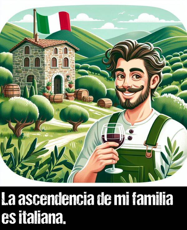 italiano: La ascendencia de mi familia es italiana.