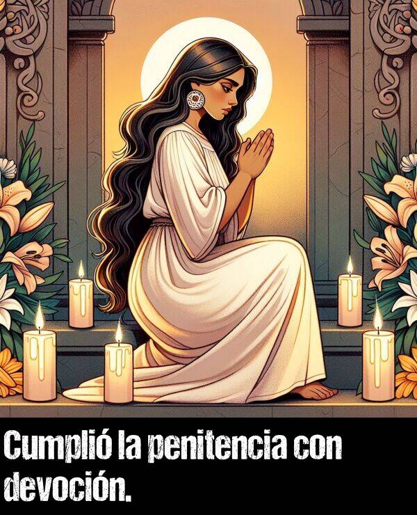 cumplir: Cumpli la penitencia con devocin.