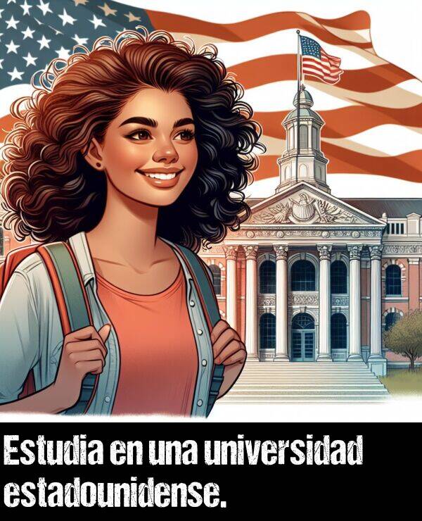 estadounidense: Estudia en una universidad estadounidense.