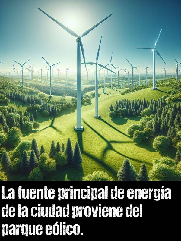 proviene: La fuente principal de energa de la ciudad proviene del parque elico.