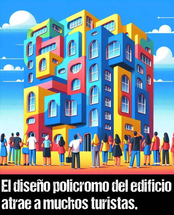 policromo: El diseo policromo del edificio atrae a muchos turistas.