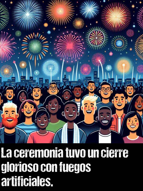 glorioso: La ceremonia tuvo un cierre glorioso con fuegos artificiales.