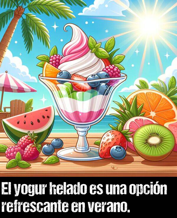 opcin: El yogur helado es una opcin refrescante en verano.