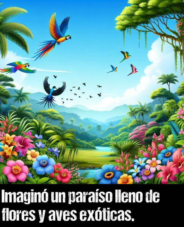 paraso: Imagin un paraso lleno de flores y aves exticas.