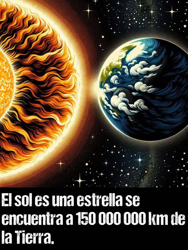 estrella: El sol es una estrella se encuentra a 150 000 000 km de la Tierra.