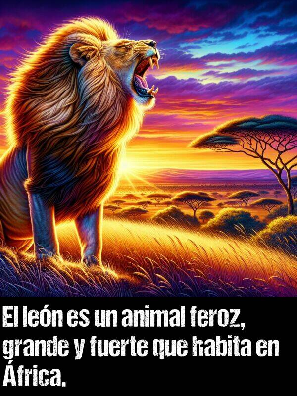 len: El len es un animal feroz, grande y fuerte que habita en frica.