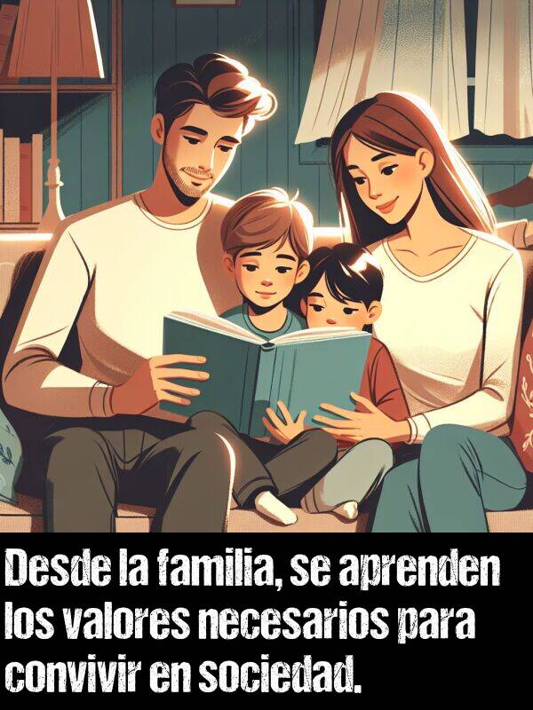 sociedad: Desde la familia, se aprenden los valores necesarios para convivir en sociedad.