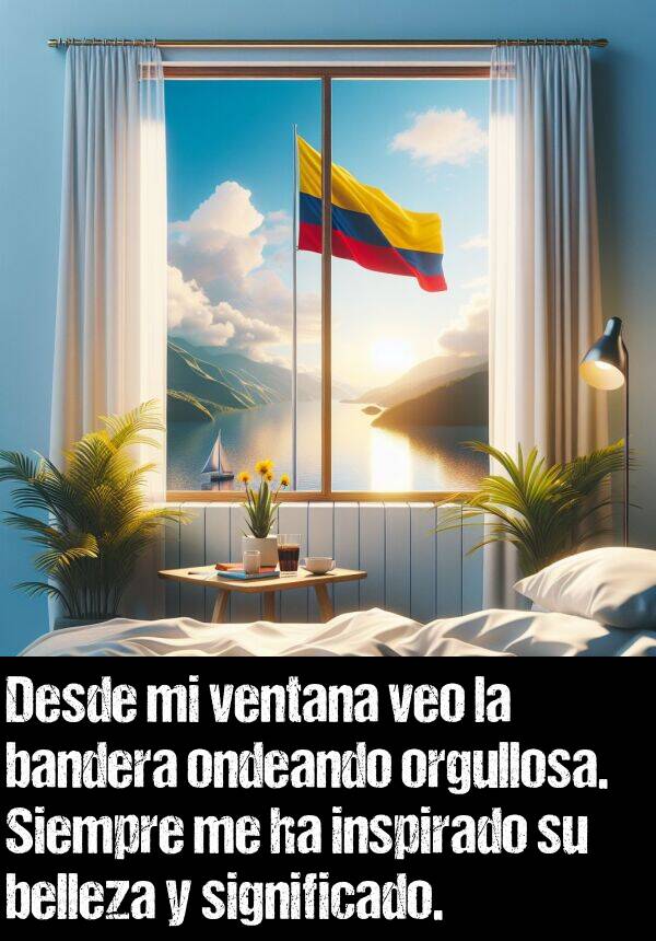 ondeando: Desde mi ventana veo la bandera ondeando orgullosa. Siempre me ha inspirado su belleza y significado.