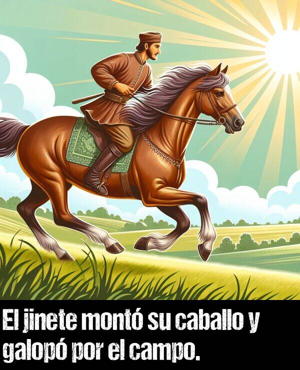 jinete: El jinete mont su caballo y galop por el campo.