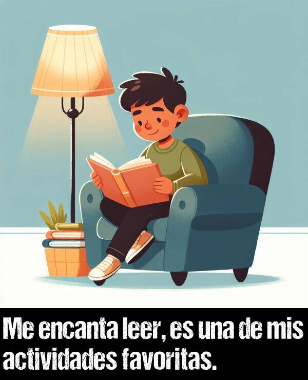 leer: Me encanta leer, es una de mis actividades favoritas.