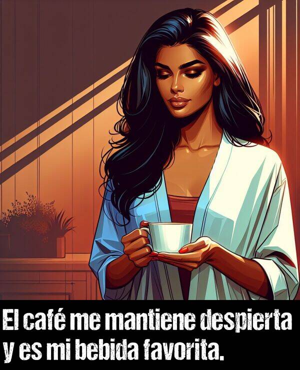 despierto: El caf me mantiene despierta y es mi bebida favorita.