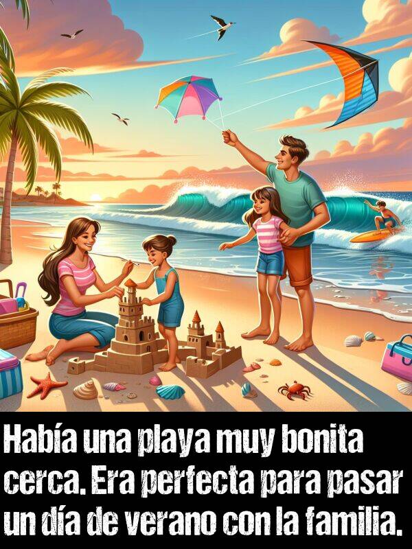 playa: Haba una playa muy bonita cerca. Era perfecta para pasar un da de verano con la familia.