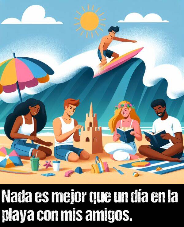 playa: Nada es mejor que un da en la playa con mis amigos.