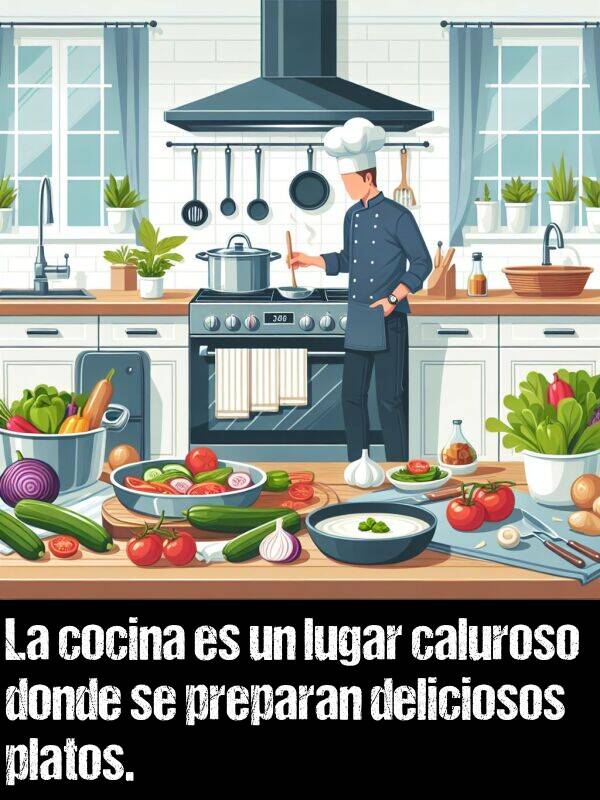 preparan: La cocina es un lugar caluroso donde se preparan deliciosos platos.