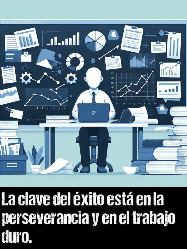 clave: La clave del xito est en la perseverancia y en el trabajo duro.