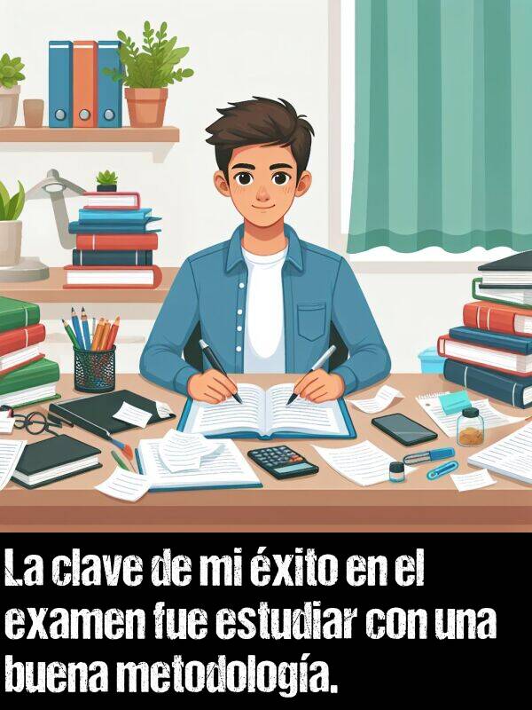 clave: La clave de mi xito en el examen fue estudiar con una buena metodologa.