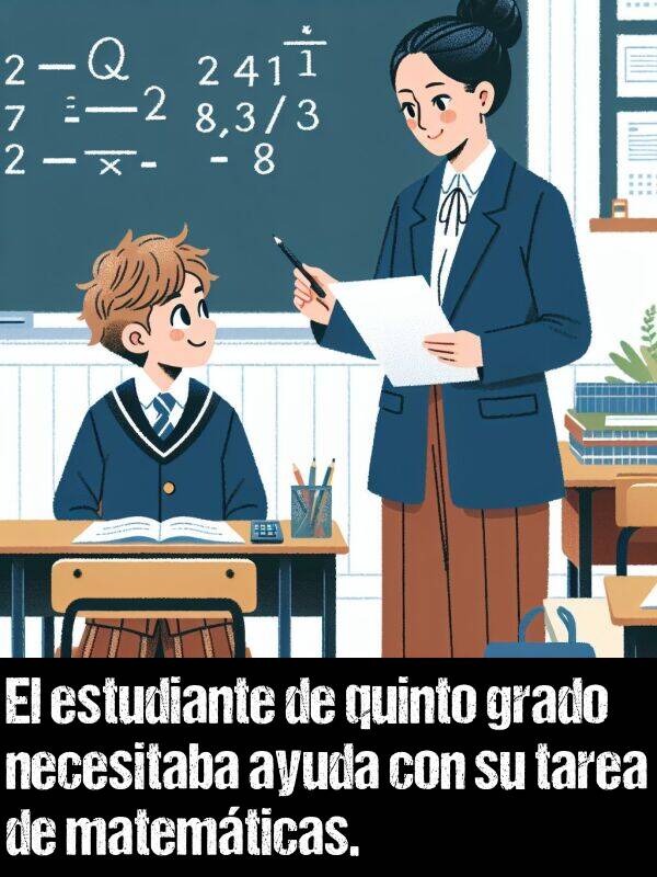 tarea: El estudiante de quinto grado necesitaba ayuda con su tarea de matemticas.