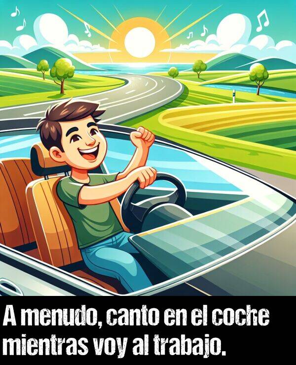 coche: A menudo, canto en el coche mientras voy al trabajo.