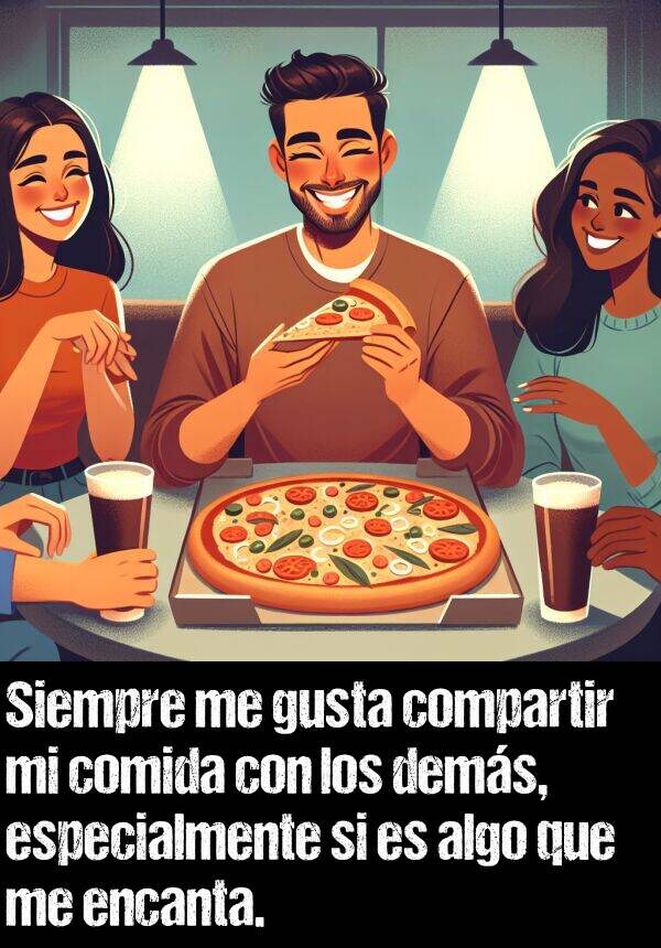 algo: Siempre me gusta compartir mi comida con los dems, especialmente si es algo que me encanta.