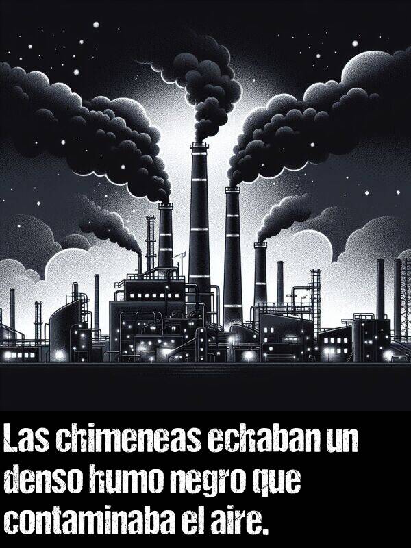 humo: Las chimeneas echaban un denso humo negro que contaminaba el aire.