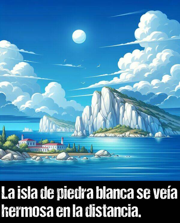 distancia: La isla de piedra blanca se vea hermosa en la distancia.