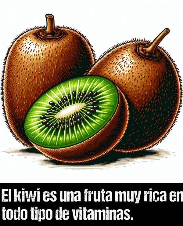 kiwi: El kiwi es una fruta muy rica en todo tipo de vitaminas.