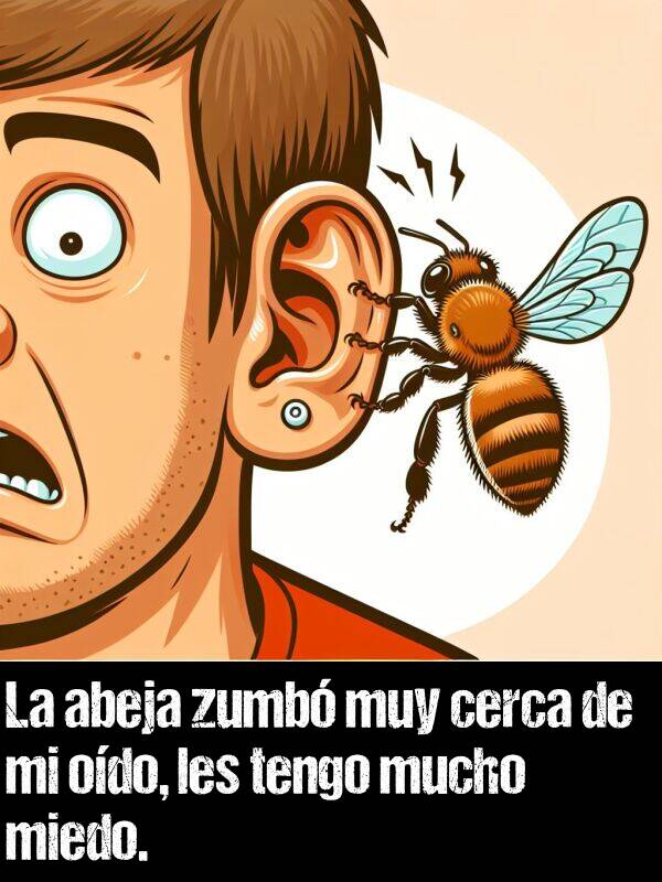 odo: La abeja zumb muy cerca de mi odo, les tengo mucho miedo.