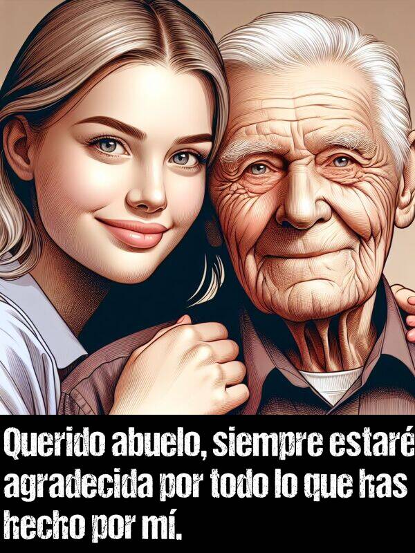 abuelo: Querido abuelo, siempre estar agradecida por todo lo que has hecho por m.