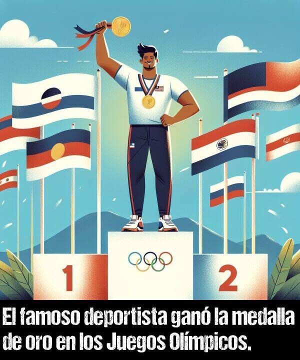 famoso: El famoso deportista gan la medalla de oro en los Juegos Olmpicos.