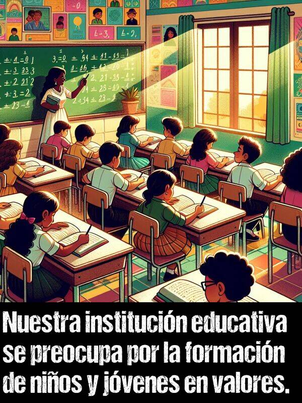 institucin: Nuestra institucin educativa se preocupa por la formacin de nios y jvenes en valores.