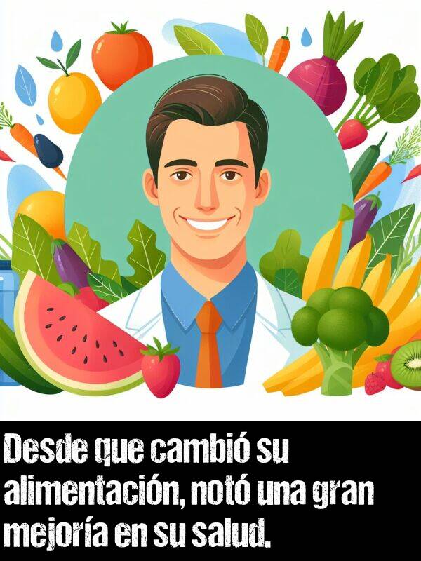 cambi: Desde que cambi su alimentacin, not una gran mejora en su salud.