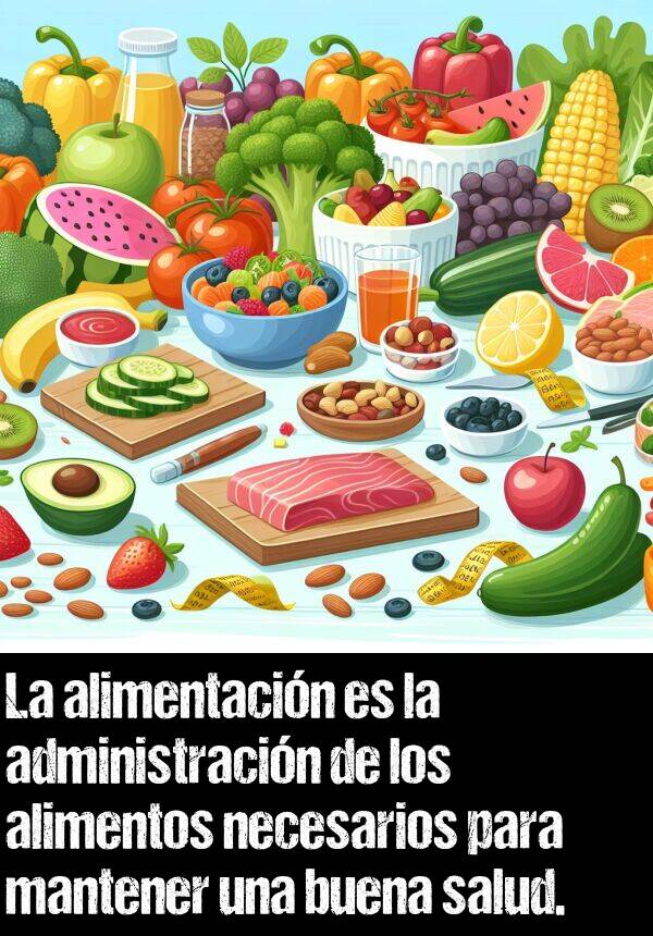 alimentacin: La alimentacin es la administracin de los alimentos necesarios para mantener una buena salud.