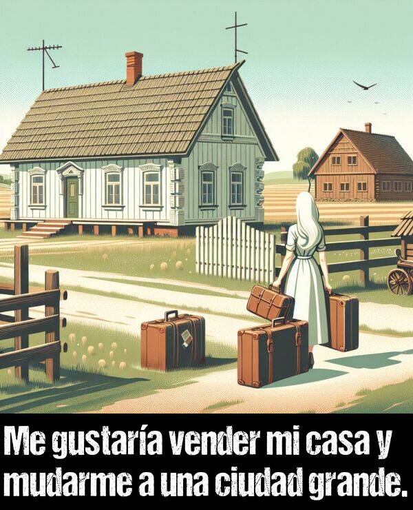 casa: Me gustara vender mi casa y mudarme a una ciudad grande.