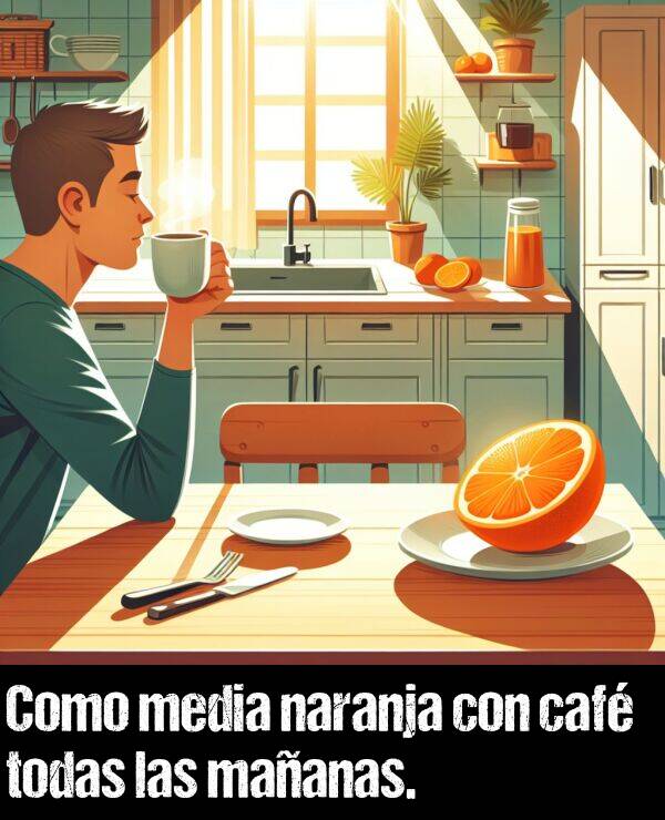 naranja: Como media naranja con caf todas las maanas.