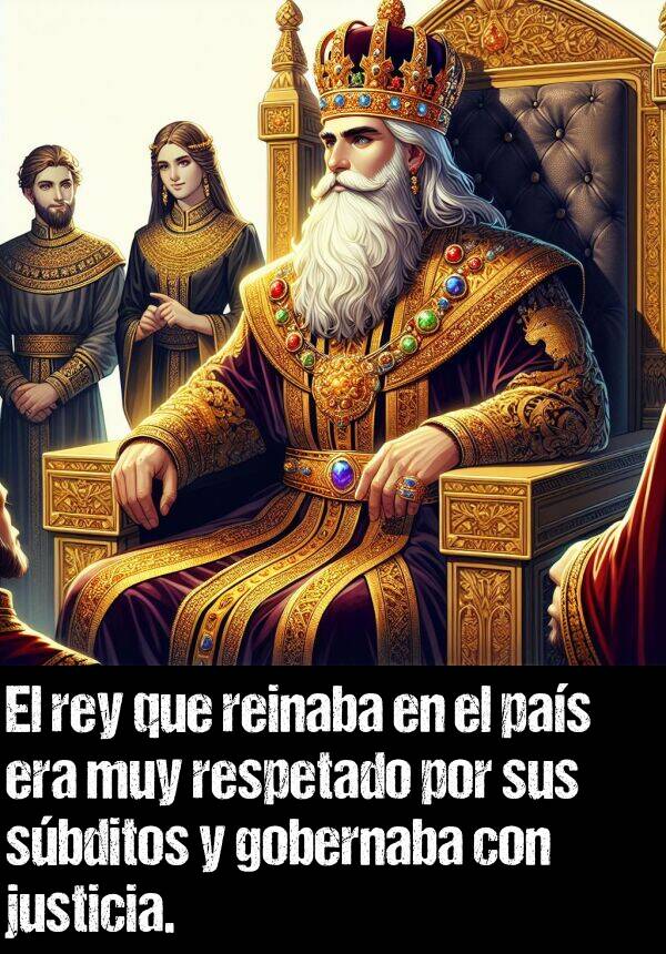 sbditos: El rey que reinaba en el pas era muy respetado por sus sbditos y gobernaba con justicia.