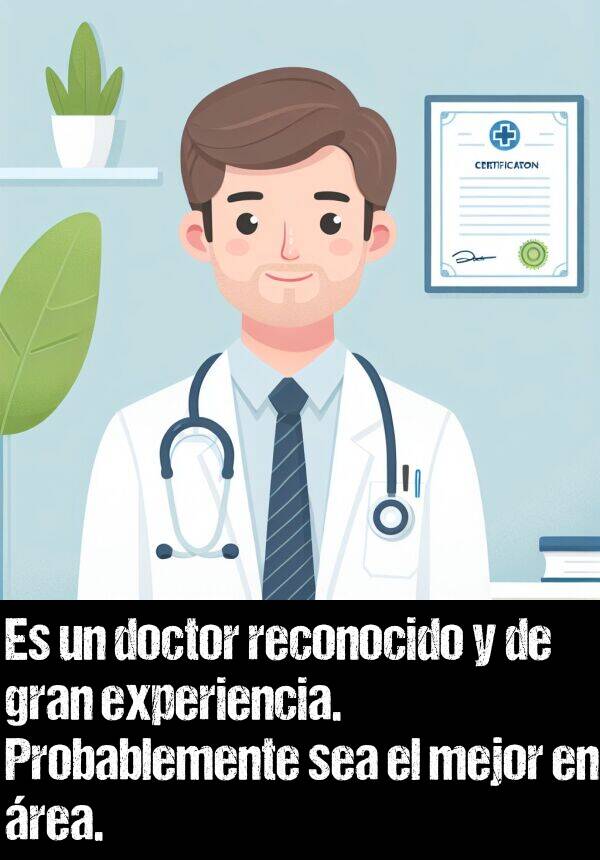 rea: Es un doctor reconocido y de gran experiencia. Probablemente sea el mejor en rea.