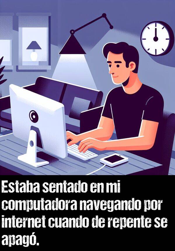 navegando: Estaba sentado en mi computadora navegando por internet cuando de repente se apag.