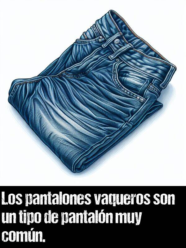 tipo: Los pantalones vaqueros son un tipo de pantaln muy comn.