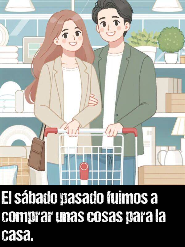 comprar: El sbado pasado fuimos a comprar unas cosas para la casa.