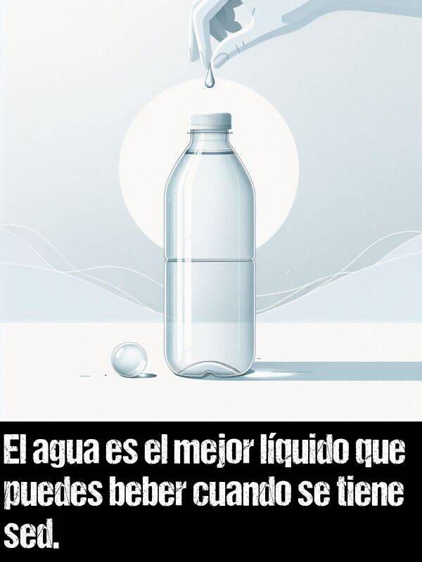 beber: El agua es el mejor lquido que puedes beber cuando se tiene sed.