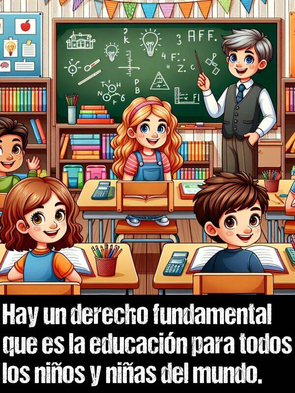 nios: Hay un derecho fundamental que es la educacin para todos los nios y nias del mundo.