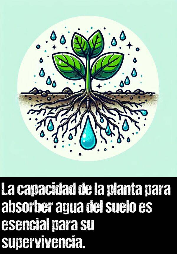 esencial: La capacidad de la planta para absorber agua del suelo es esencial para su supervivencia.