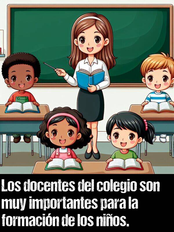 colegio: Los docentes del colegio son muy importantes para la formacin de los nios.