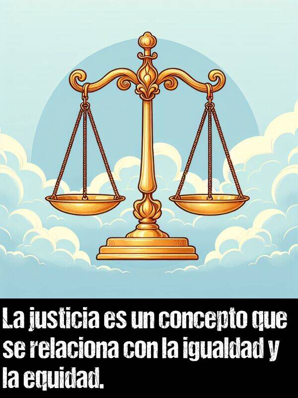 relacionar: La justicia es un concepto que se relaciona con la igualdad y la equidad.