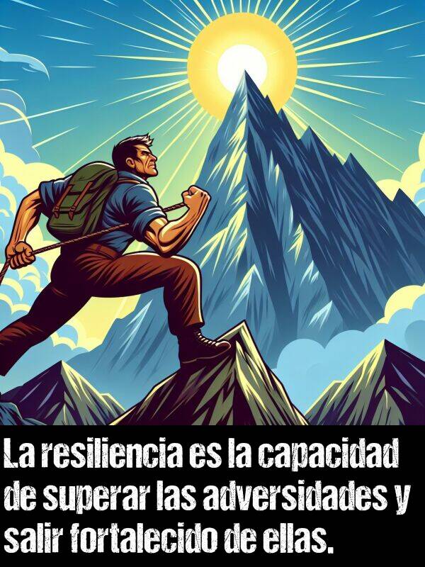 capacidad: La resiliencia es la capacidad de superar las adversidades y salir fortalecido de ellas.