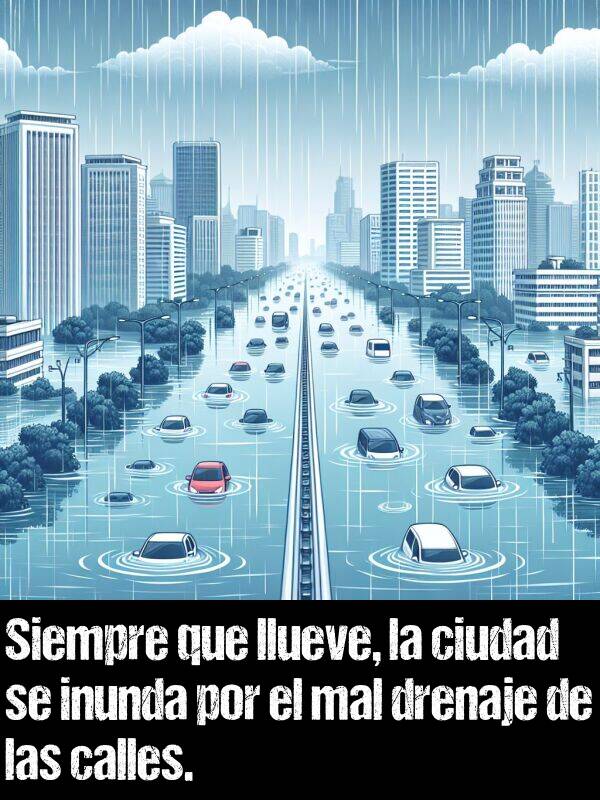 calles: Siempre que llueve, la ciudad se inunda por el mal drenaje de las calles.